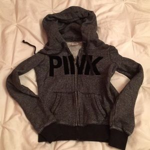 Fuzzy Pink Zip-up Sweatshirt (Black/gray)